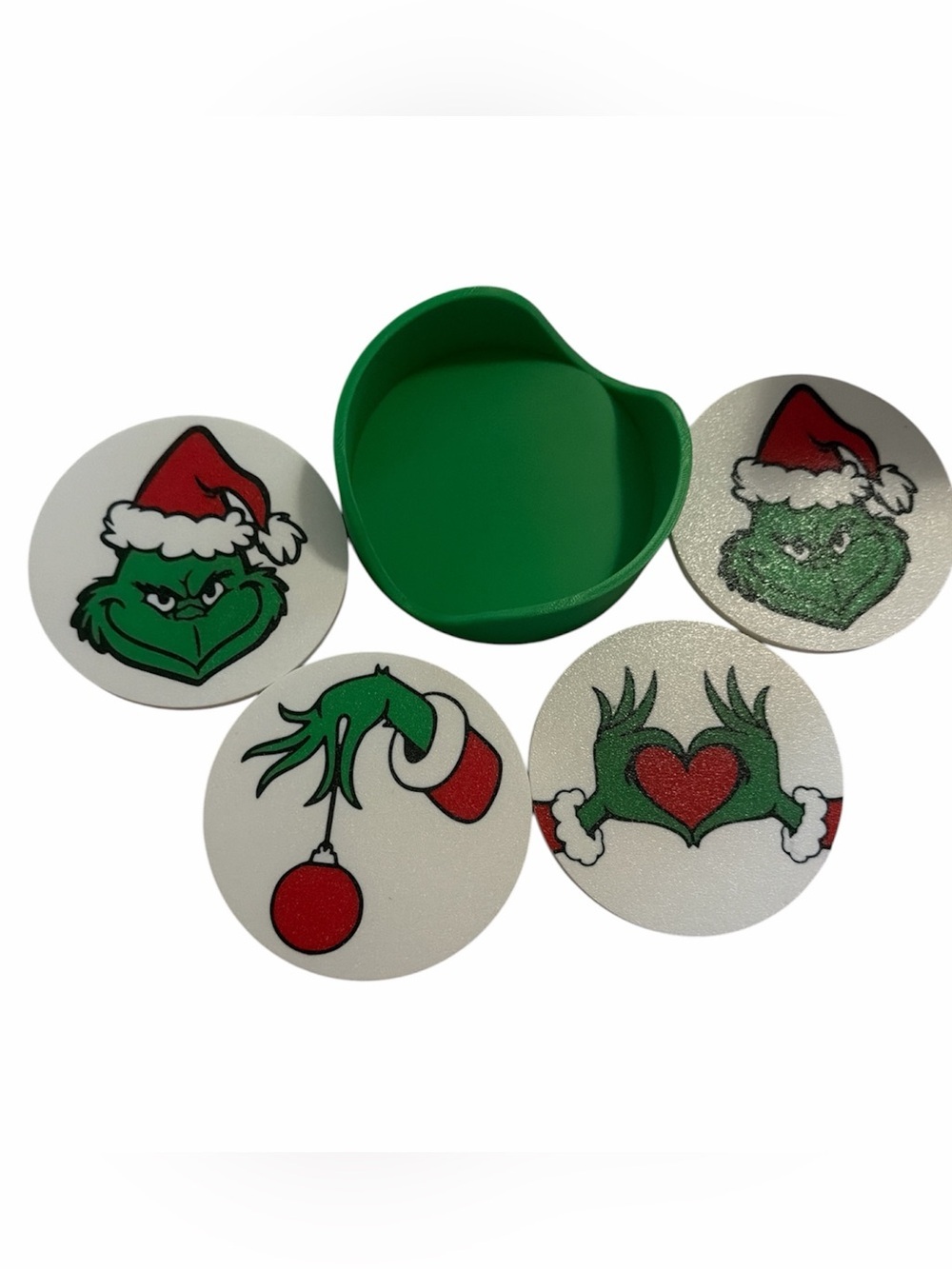 Hand Crafted 3D printed Christmas ππCoaster Set (4) & Holder NWOT - Picture 3 of 3